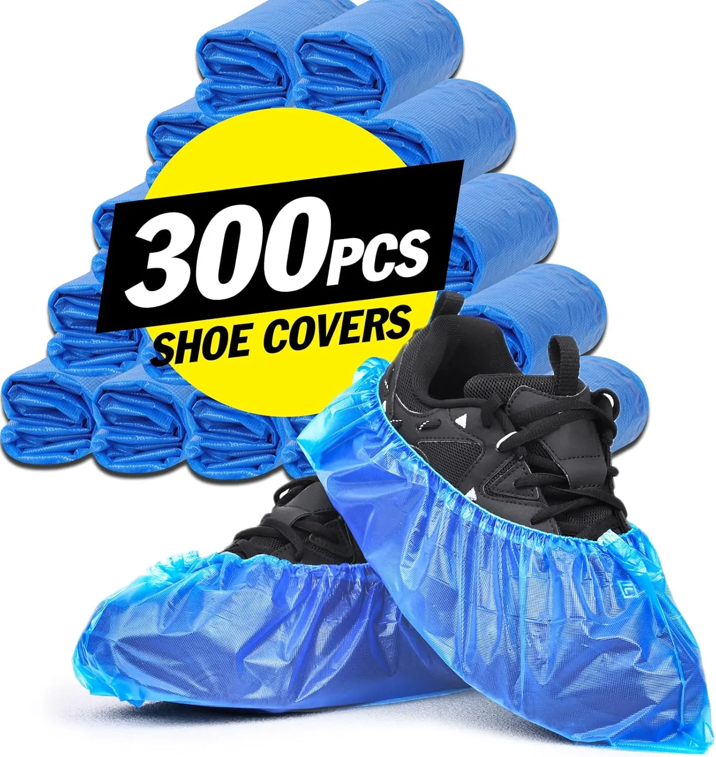 300 PCS (150 pairs) Shoe Covers Disposable Non Slip, Waterproof Booties for Shoes Covers for Indoors, Fits Up to Size 11 US Men and 13 US Women, Blue
