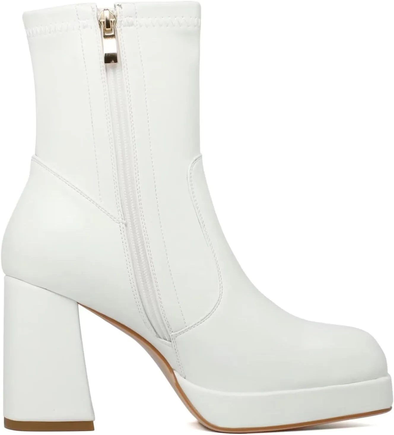 Agodor Women's Square Toe Block Heel Boots Chunky High Heel Side Zipper Ankle Boots