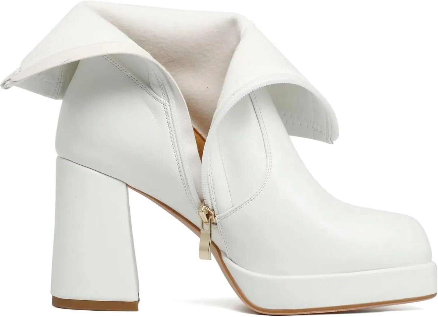 Agodor Women's Square Toe Block Heel Boots Chunky High Heel Side Zipper Ankle Boots