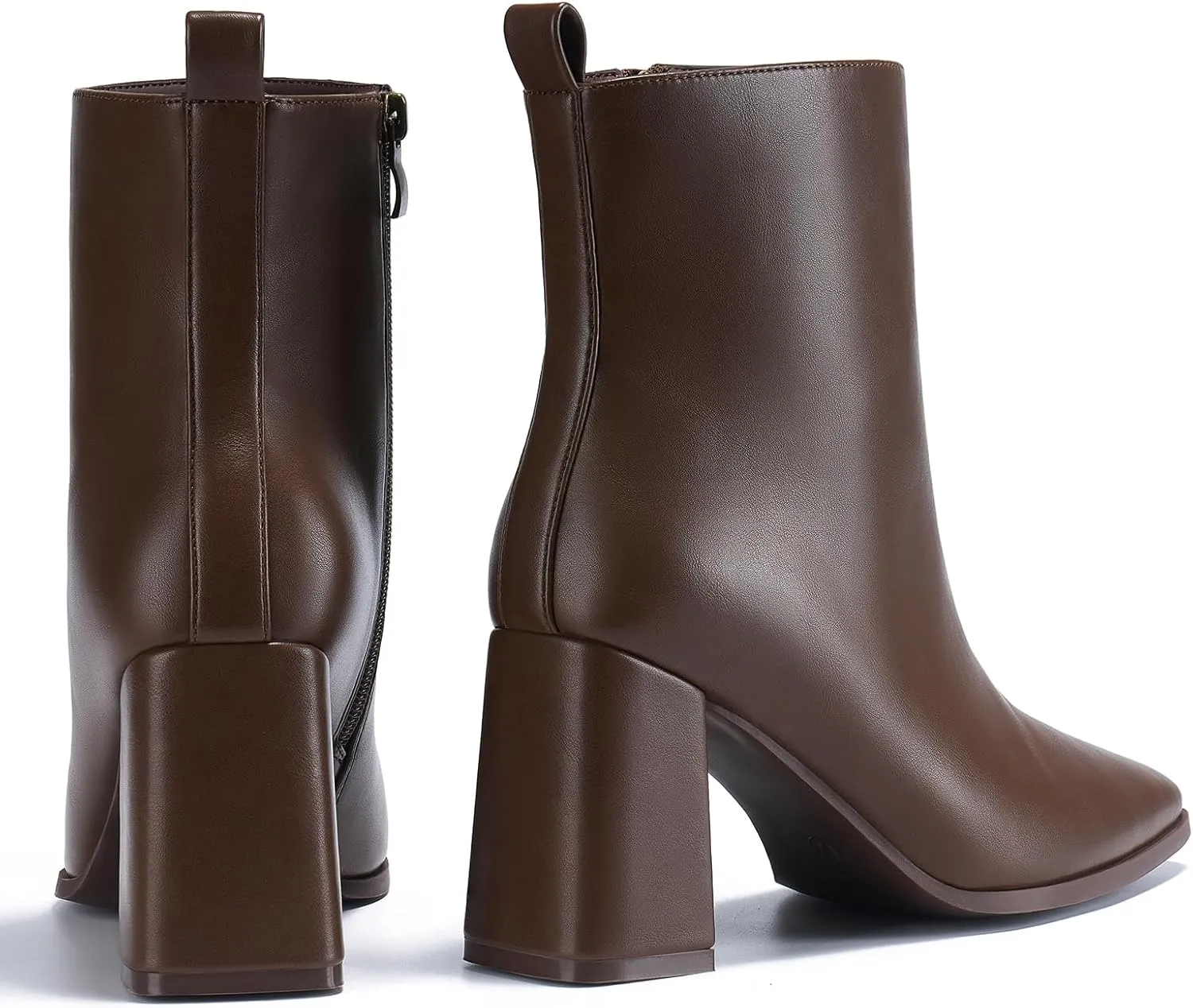 ALICEPUB Women's Ankle Boots Chunky Heel Booties Leather & Suede Dress Booties Square Toe Boots with Side Zipper