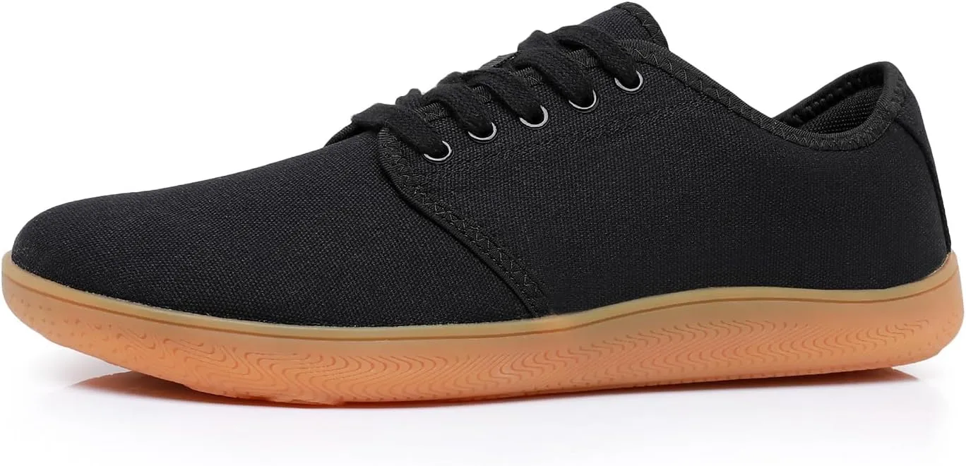 All Black Men's Flats Lightweight Wide Minimalist Barefoot Walking Shoes Comfortable Casual Shoes | Thin Bottom Zero Drop Sole | Slip Resistant and BreathableWalking Shoes