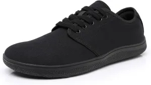 All Black Men's Flats Lightweight Wide Minimalist Barefoot Walking Shoes Comfortable Casual Shoes | Thin Bottom Zero Drop Sole | Slip Resistant and BreathableWalking Shoes