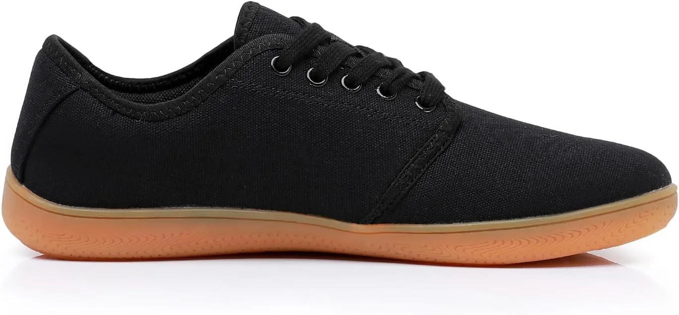 All Black Men's Flats Lightweight Wide Minimalist Barefoot Walking Shoes Comfortable Casual Shoes | Thin Bottom Zero Drop Sole | Slip Resistant and BreathableWalking Shoes
