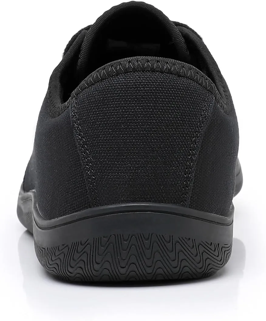 All Black Men's Flats Lightweight Wide Minimalist Barefoot Walking Shoes Comfortable Casual Shoes | Thin Bottom Zero Drop Sole | Slip Resistant and BreathableWalking Shoes