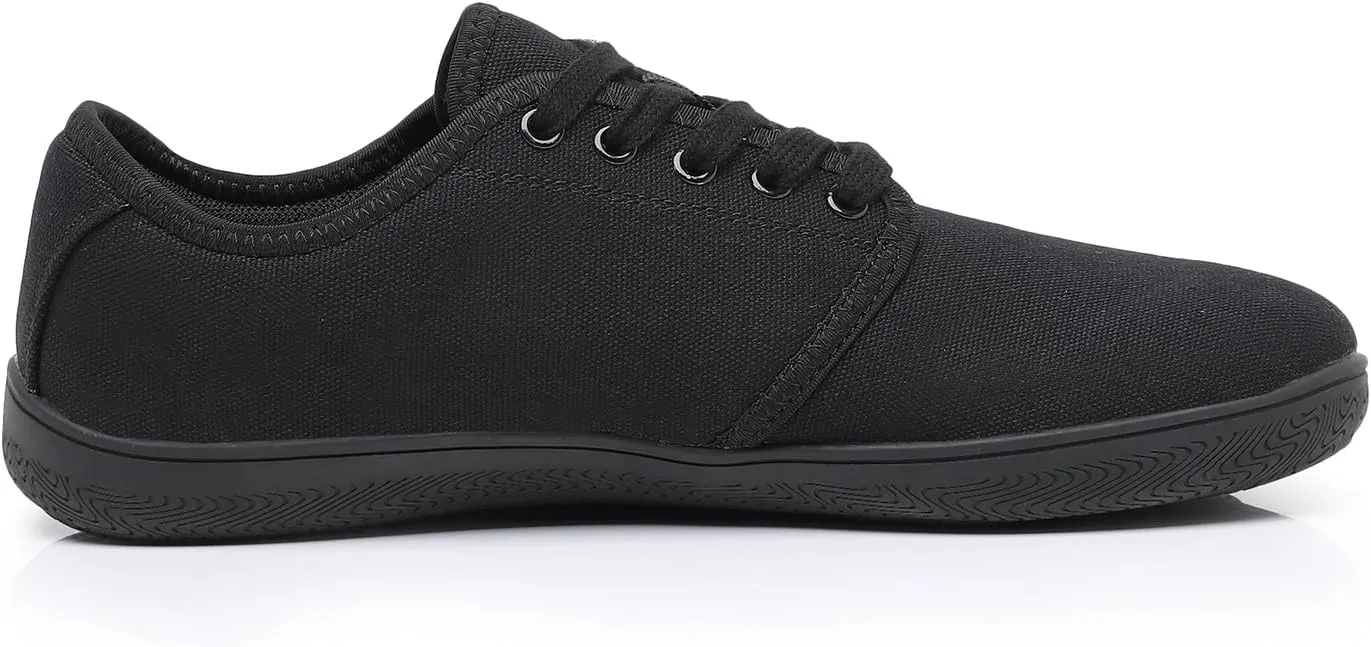 All Black Men's Flats Lightweight Wide Minimalist Barefoot Walking Shoes Comfortable Casual Shoes | Thin Bottom Zero Drop Sole | Slip Resistant and BreathableWalking Shoes