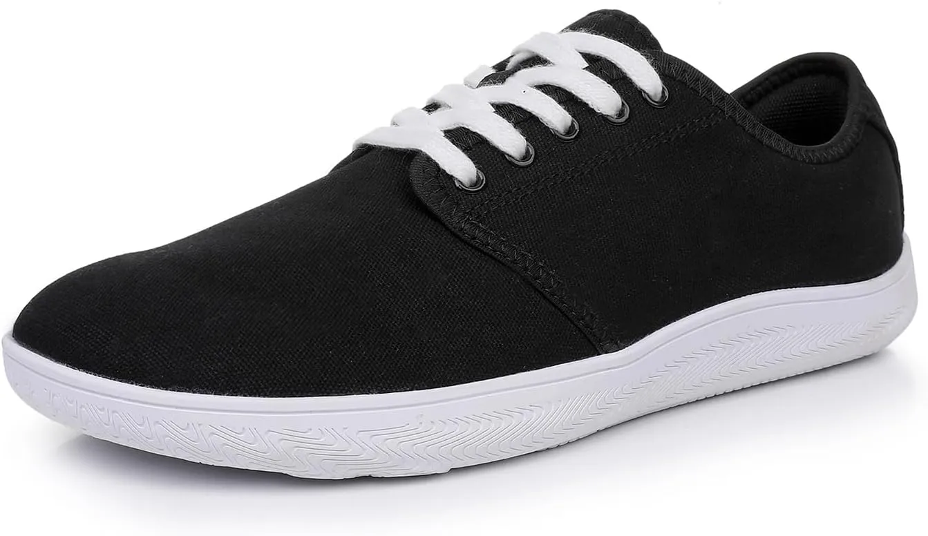 All Black Men's Flats Lightweight Wide Minimalist Barefoot Walking Shoes Comfortable Casual Shoes | Thin Bottom Zero Drop Sole | Slip Resistant and BreathableWalking Shoes