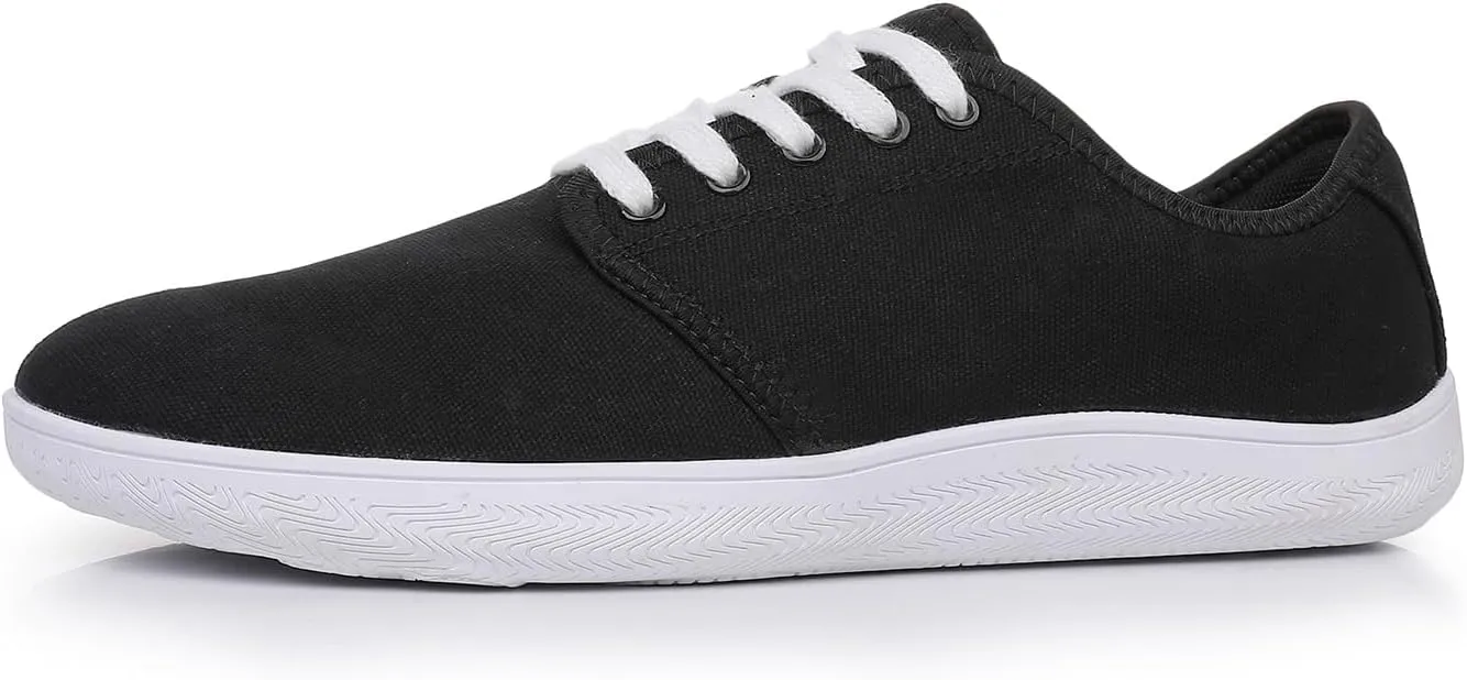 All Black Men's Flats Lightweight Wide Minimalist Barefoot Walking Shoes Comfortable Casual Shoes | Thin Bottom Zero Drop Sole | Slip Resistant and BreathableWalking Shoes
