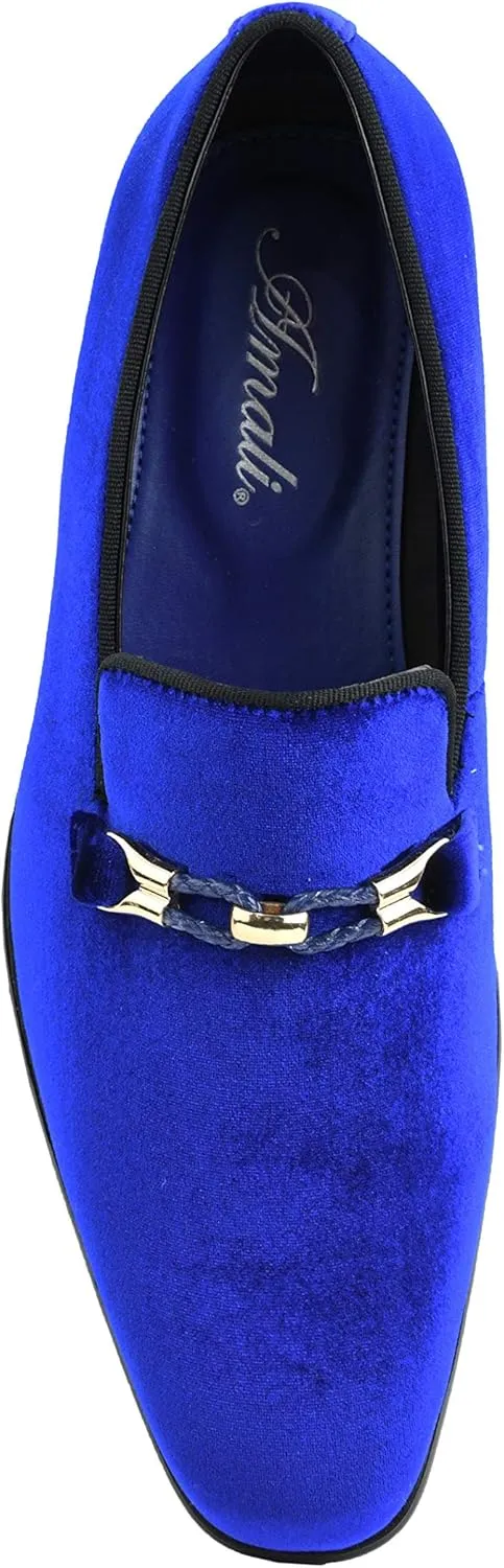 Amali Aller, Mens Casual Shoes - Loafers Men Slip on Shoes - Man Made Velvet Men's Slippers with Metal and Knitted Buckle - Mens Tuxedo Shoes