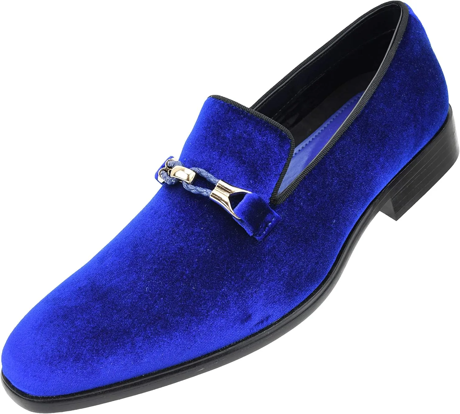 Amali Aller, Mens Casual Shoes - Loafers Men Slip on Shoes - Man Made Velvet Men's Slippers with Metal and Knitted Buckle - Mens Tuxedo Shoes