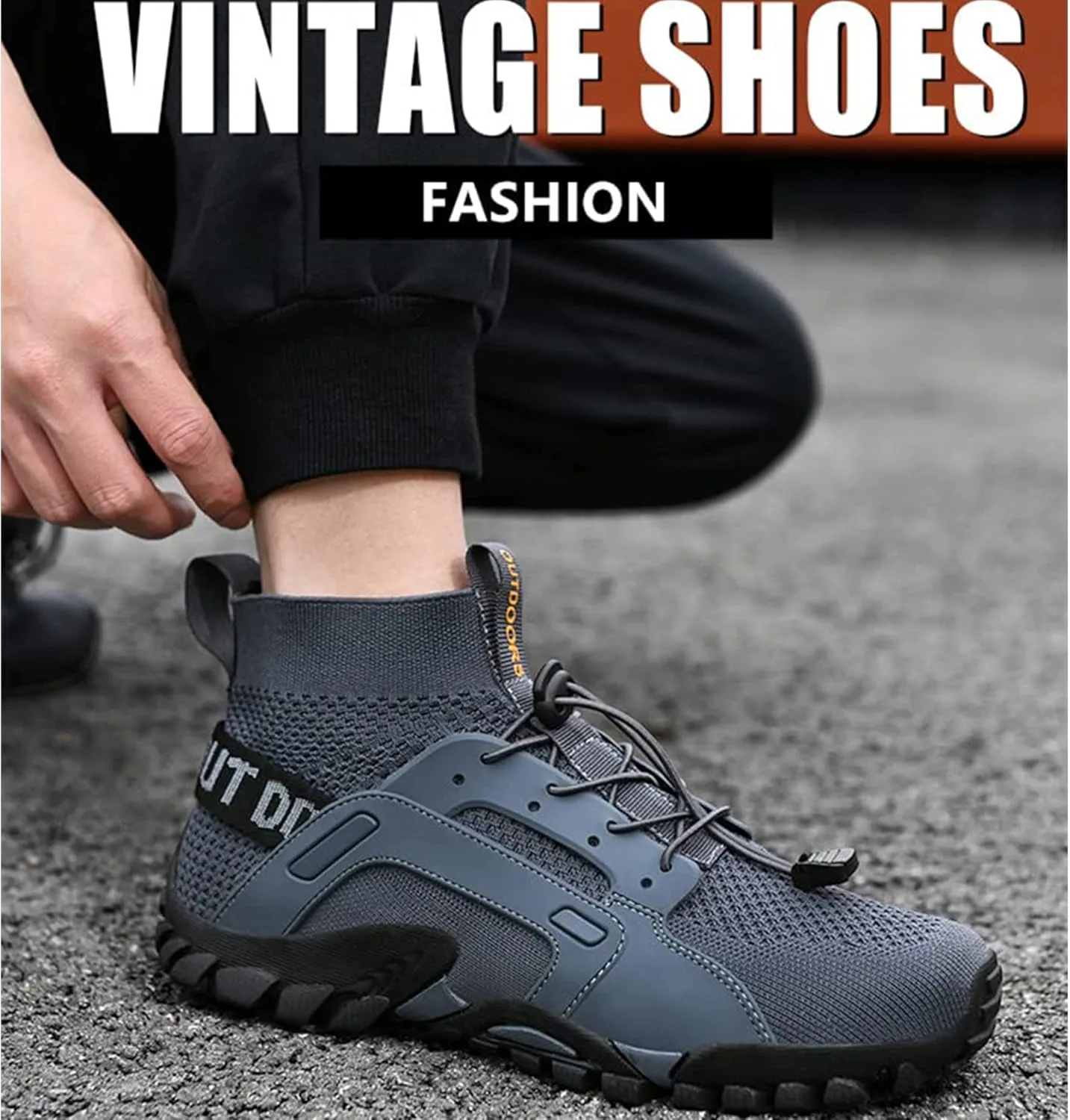 AngryMonkey Water Shoes for Mens Ltalian Handmade Amphibious Anti-Skid Anti-Cut Fishing Shoes for Outdoor Trekking Low Help Hiking Shoes