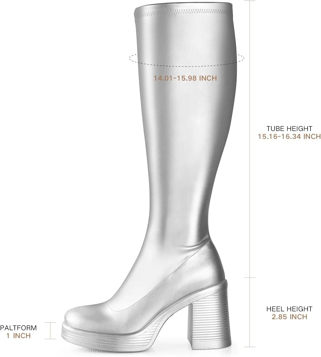 Ankis Knee High Boots Platform Boots for Women Chunky Heel Side Zipper Long GOGO Boots