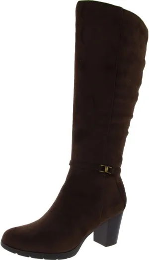 Anne Klein Womens Faux Suede Block Heel Knee-High Boots