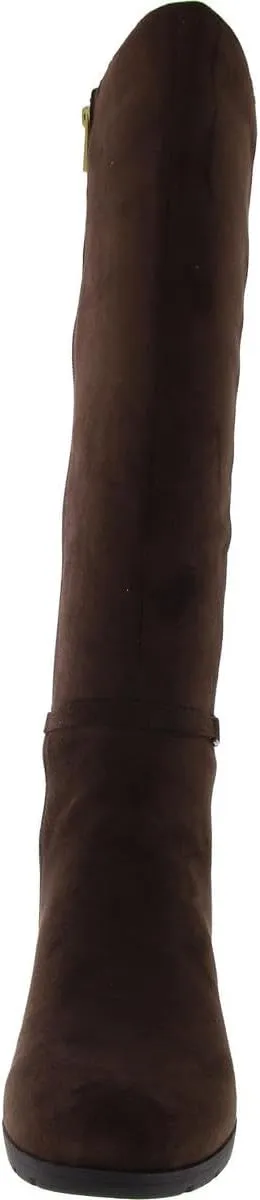 Anne Klein Womens Faux Suede Block Heel Knee-High Boots
