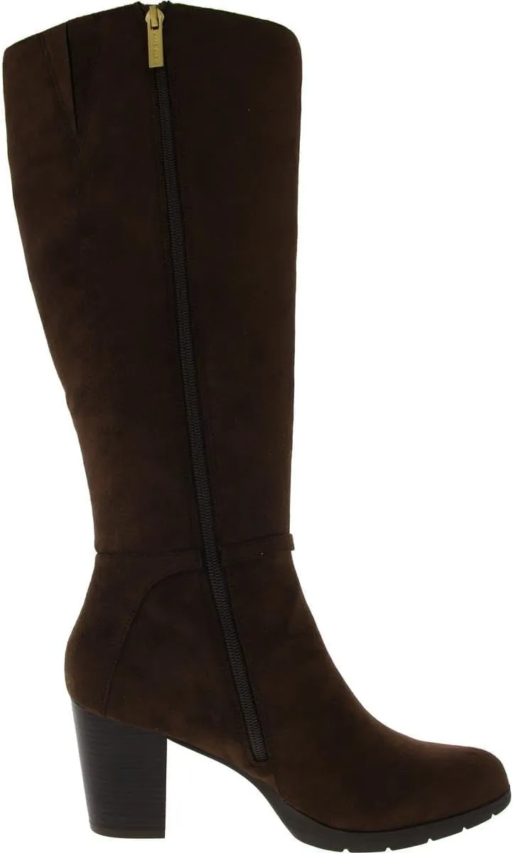 Anne Klein Womens Faux Suede Block Heel Knee-High Boots