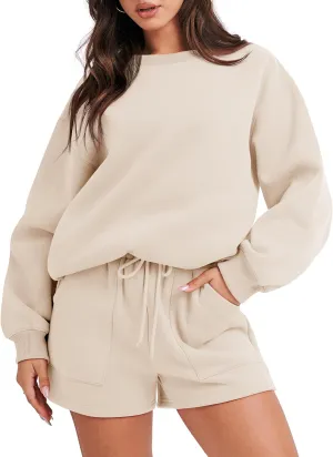ANRABESS Women 2 Piece Outfits Sweat Shorts Sets 2025 Oversized Casual Lounge Matching Set Sweatsuit Tracksuit Clothes