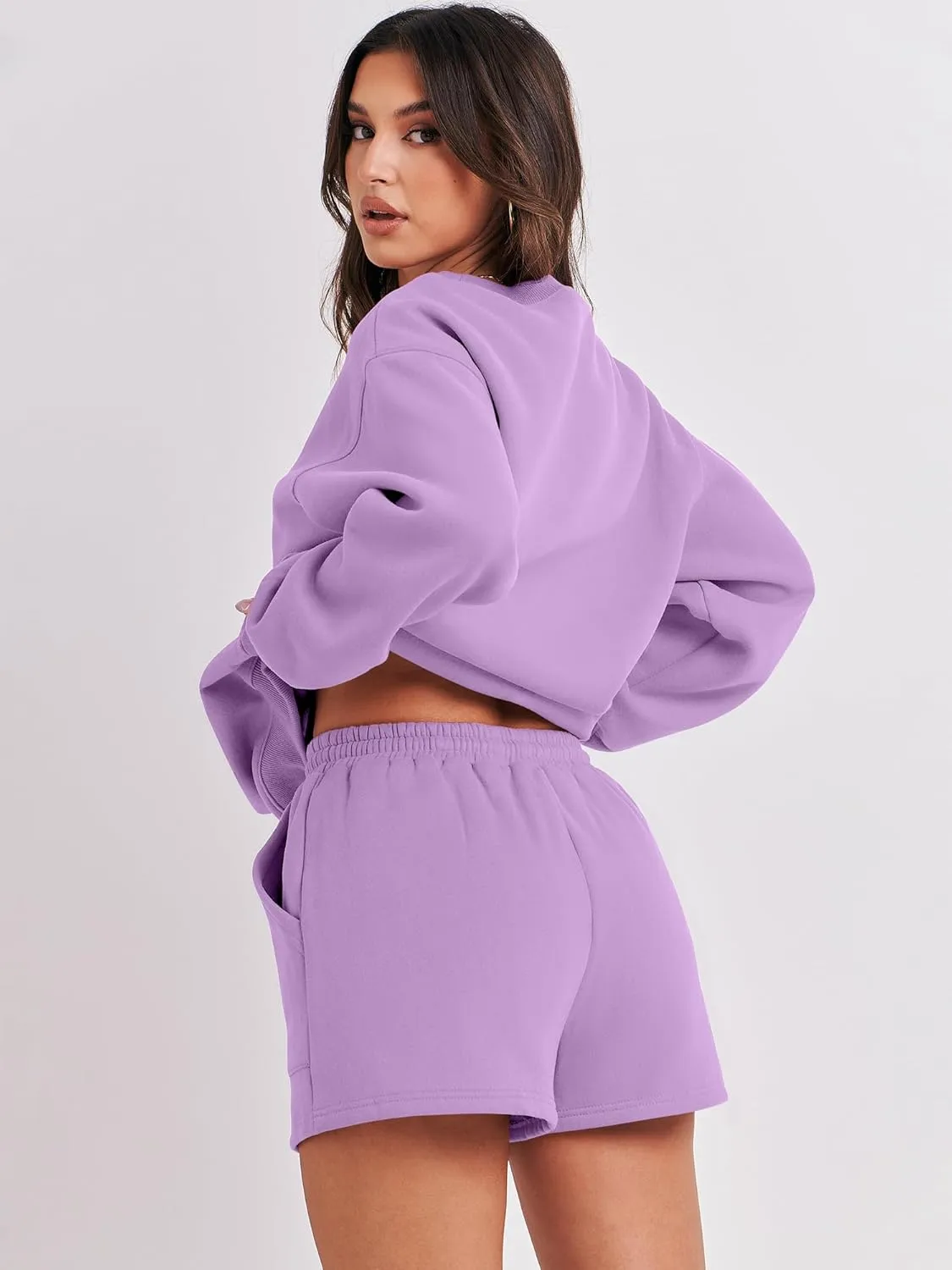 ANRABESS Women 2 Piece Outfits Sweat Shorts Sets 2025 Oversized Casual Lounge Matching Set Sweatsuit Tracksuit Clothes