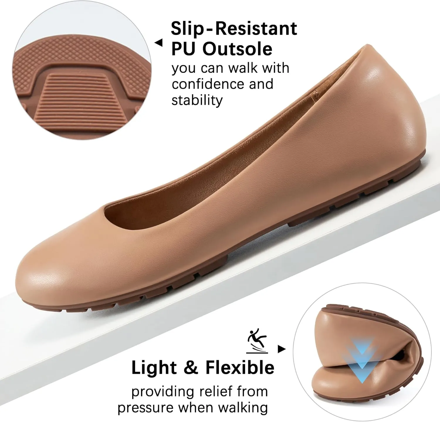 Aomigoct Flats for Women Ballets Shoes: Dress Slip Comfortable Work Flats for 2025 - Casual Ladies Wedding Walking Flat