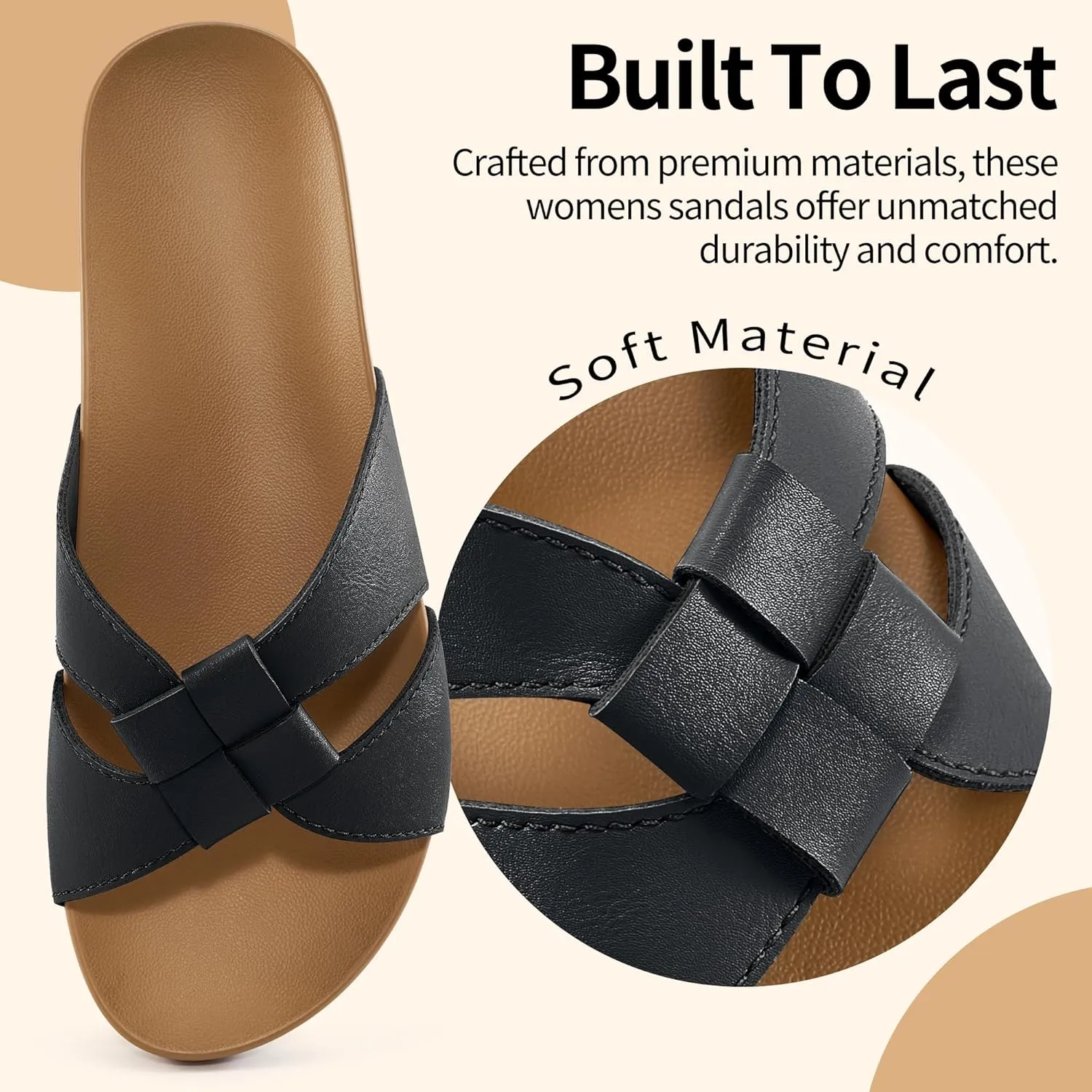 Arch Support Sandals for Women: Comfortable Dressy Summer Slides - Ladies Walking Beach Shoes Indoor Outdoor