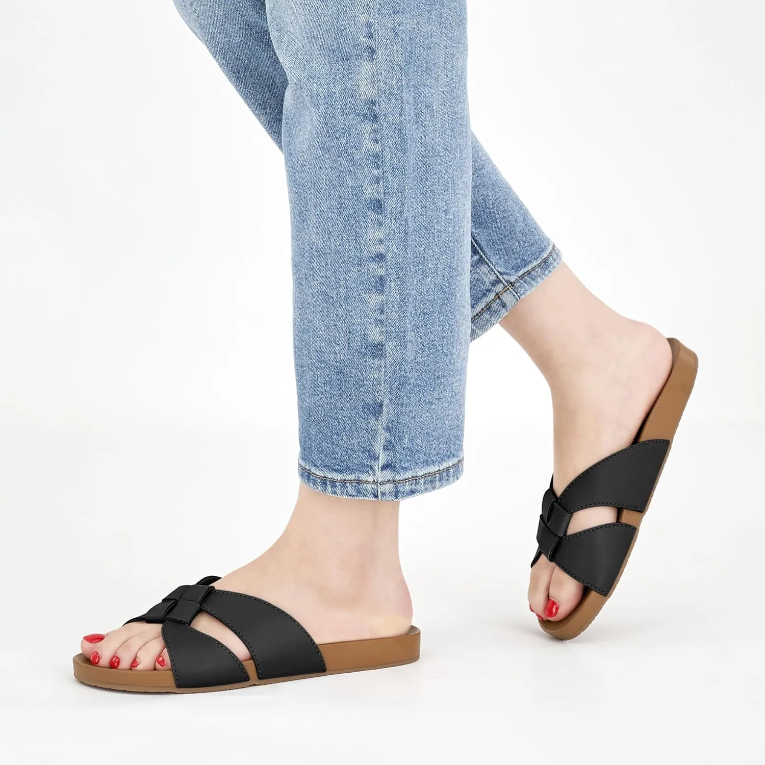Arch Support Sandals for Women: Comfortable Dressy Summer Slides - Ladies Walking Beach Shoes Indoor Outdoor