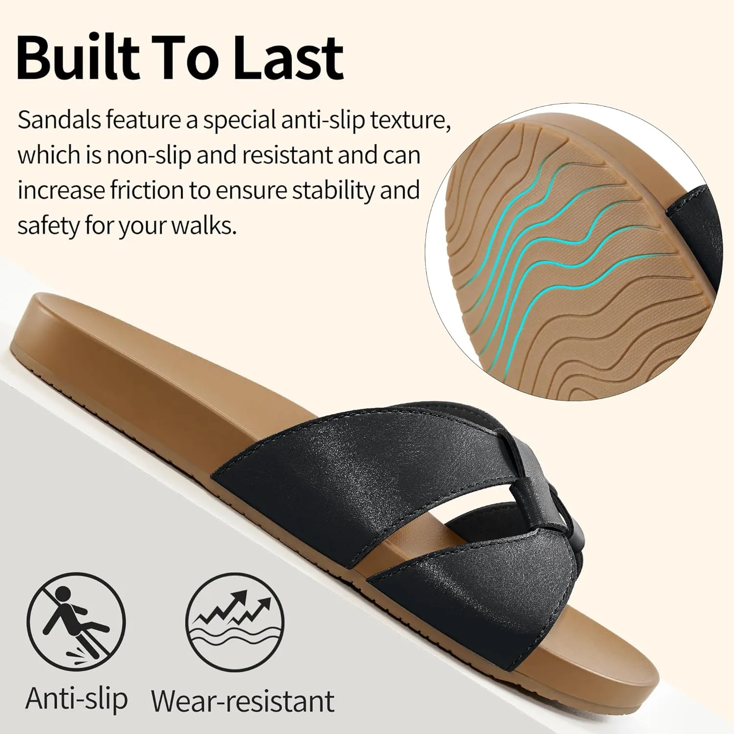 Arch Support Sandals for Women: Comfortable Dressy Summer Slides - Ladies Walking Beach Shoes Indoor Outdoor