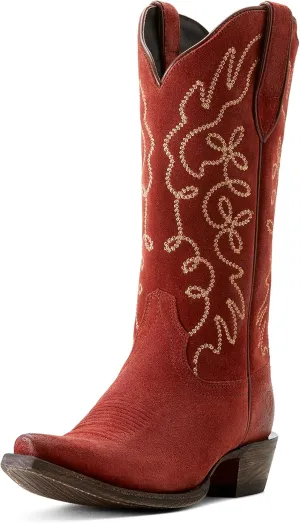 ARIAT Womens Jukebox Embroidered Snip Toe Casual Boots Mid Calf Low Heel 1-2" - Brown