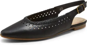 Arromic Women's Flats Pointed Toe Slingback Comfortable Slip-On Leather Shoes Black/White/Brown Dressy Casual for Work, Office, Travel