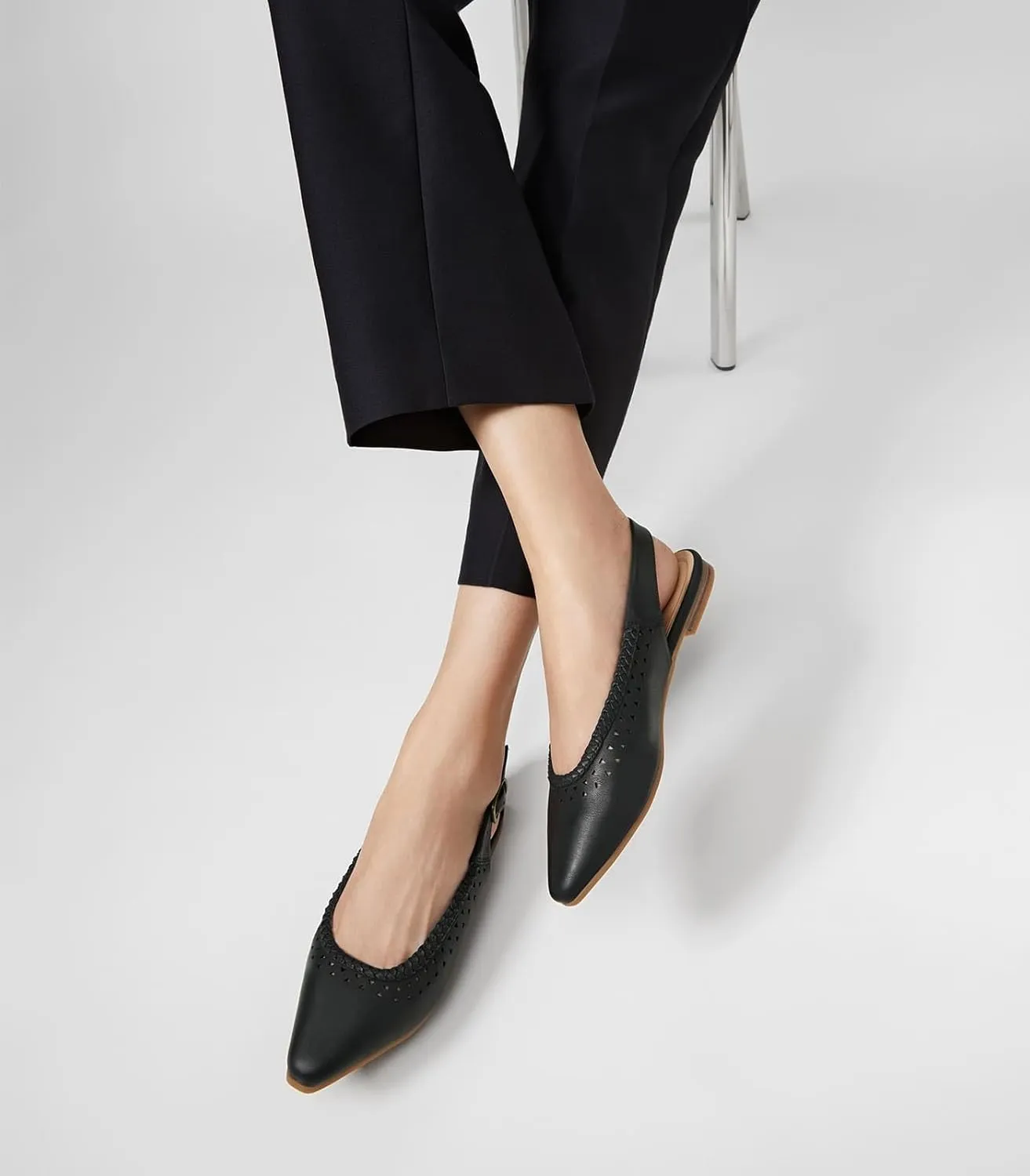 Arromic Women's Flats Pointed Toe Slingback Comfortable Slip-On Leather Shoes Black/White/Brown Dressy Casual for Work, Office, Travel