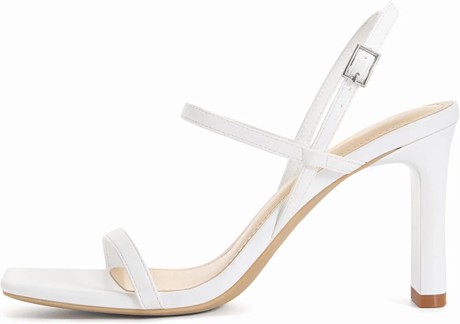 Athlefit Women's Strappy High Heels Square Open Toe Heeled Sandals Ankle Strap Dressy Wedding Party Shoes