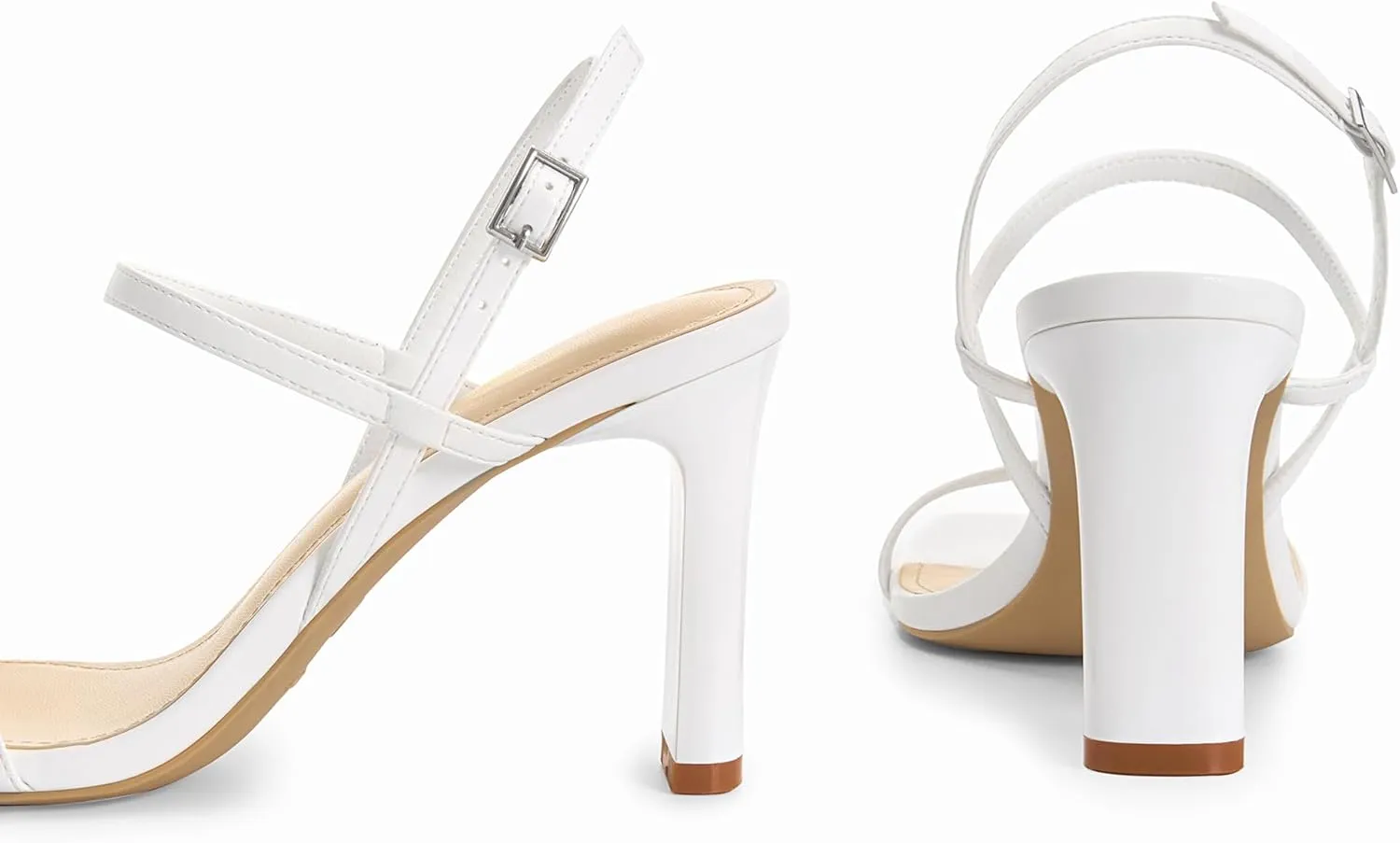 Athlefit Women's Strappy High Heels Square Open Toe Heeled Sandals Ankle Strap Dressy Wedding Party Shoes