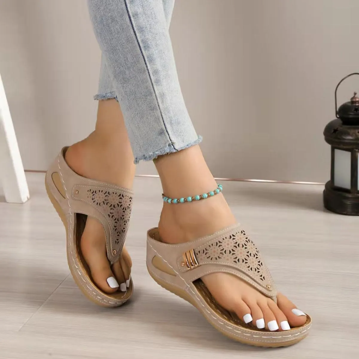Avylays Orthopedic Sandals, Breathable Mesh Sports Sandals With Non-Slip Sole, Women’s Thick-Soled Wedge Heel Slippers