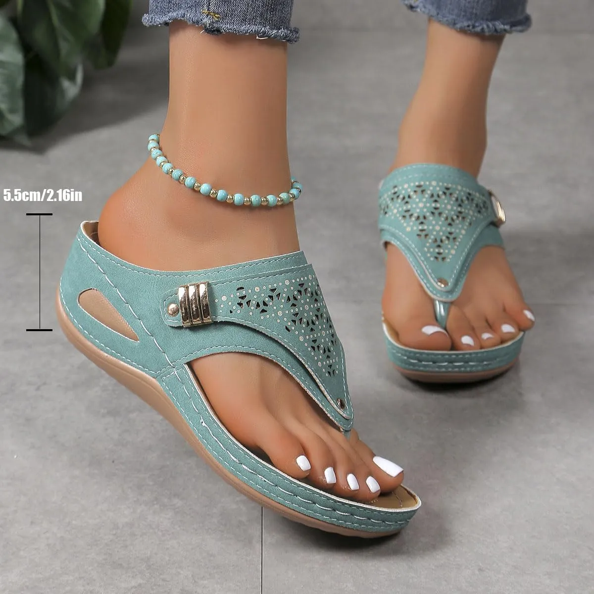 Avylays Orthopedic Sandals, Breathable Mesh Sports Sandals With Non-Slip Sole, Women’s Thick-Soled Wedge Heel Slippers
