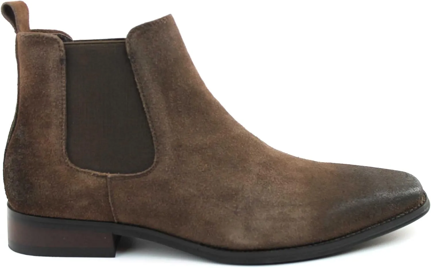 AZAR MAN Men's Chelsea Boots Genuine Leather Suede Dress Almond Toe