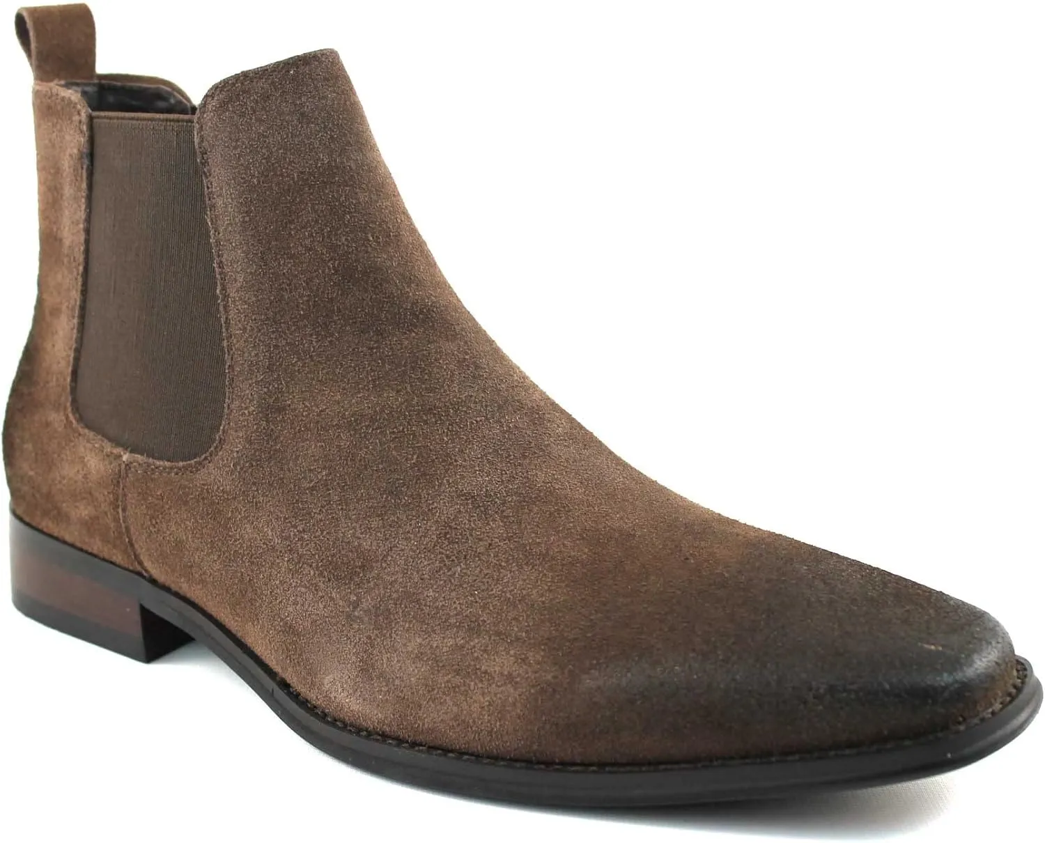 AZAR MAN Men's Chelsea Boots Genuine Leather Suede Dress Almond Toe