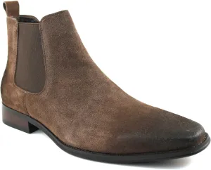 AZAR MAN Men's Chelsea Boots Genuine Leather Suede Dress Almond Toe