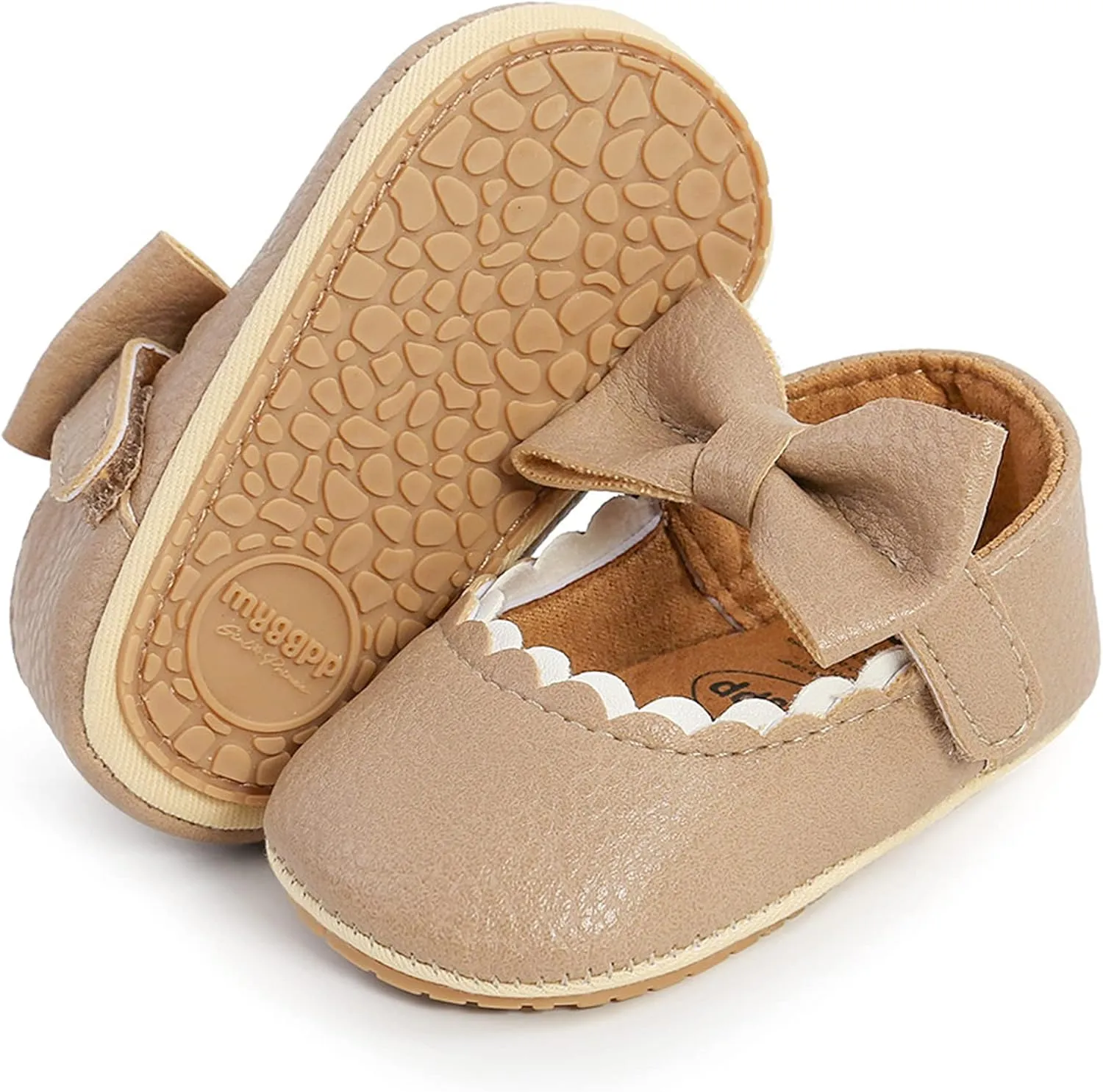 Baby Girl Mary Jane Flats Dress Shoes - Infant Newborn Shoes Anti-Slip Soft PU Leather Party School Wedding Princess Baby Girl Shoes 0-18M
