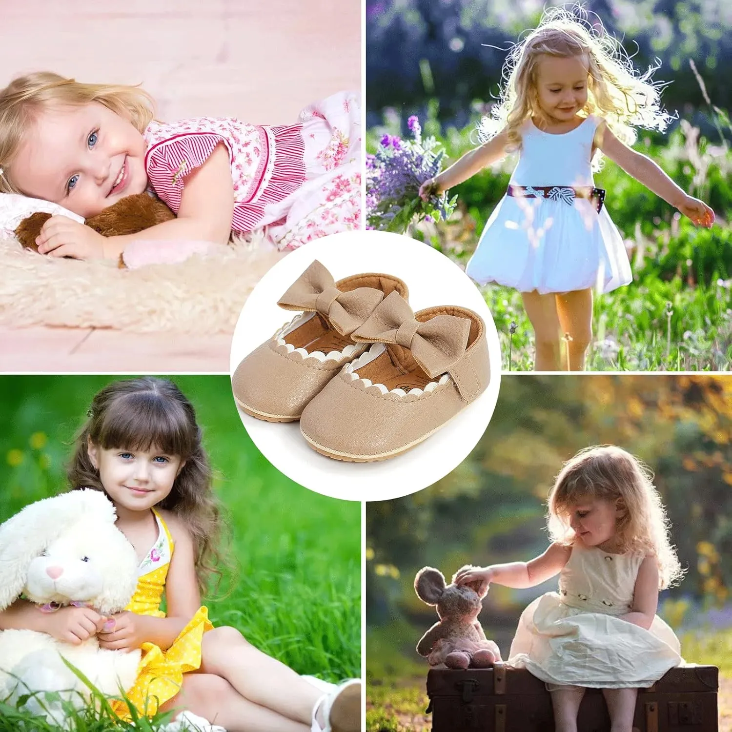 Baby Girl Mary Jane Flats Dress Shoes - Infant Newborn Shoes Anti-Slip Soft PU Leather Party School Wedding Princess Baby Girl Shoes 0-18M