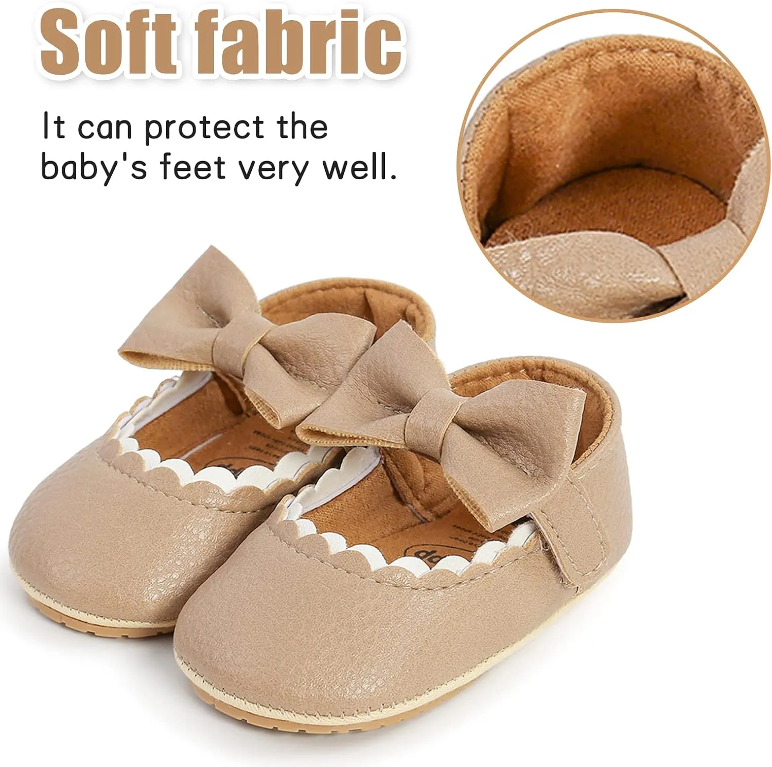Baby Girl Mary Jane Flats Dress Shoes - Infant Newborn Shoes Anti-Slip Soft PU Leather Party School Wedding Princess Baby Girl Shoes 0-18M