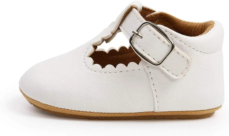 Baby Girls Mary Jane Flats Bowknot Anti-Slip Rubber Sole Toddler First Walkers Princess Dress Shoes