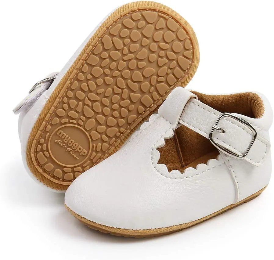 Baby Girls Mary Jane Flats Bowknot Anti-Slip Rubber Sole Toddler First Walkers Princess Dress Shoes