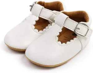 Baby Girls Mary Jane Flats Bowknot Anti-Slip Rubber Sole Toddler First Walkers Princess Dress Shoes