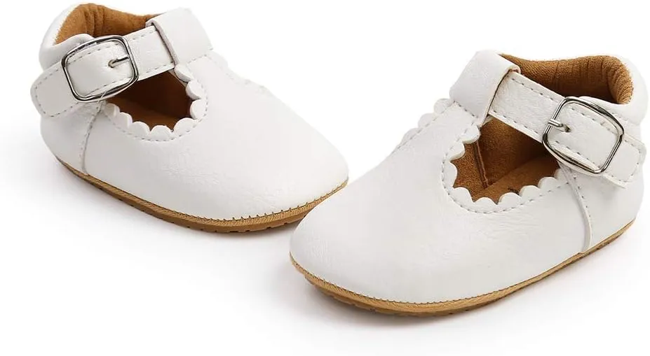 Baby Girls Mary Jane Flats Bowknot Anti-Slip Rubber Sole Toddler First Walkers Princess Dress Shoes