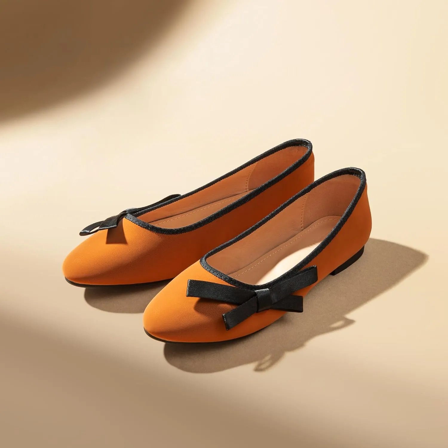 Ballet Flats for Women;Round Toe Mary Jane;Soft Leather Geometric Patterns Dressy Flats;Bowknot Slip on Women Shoes