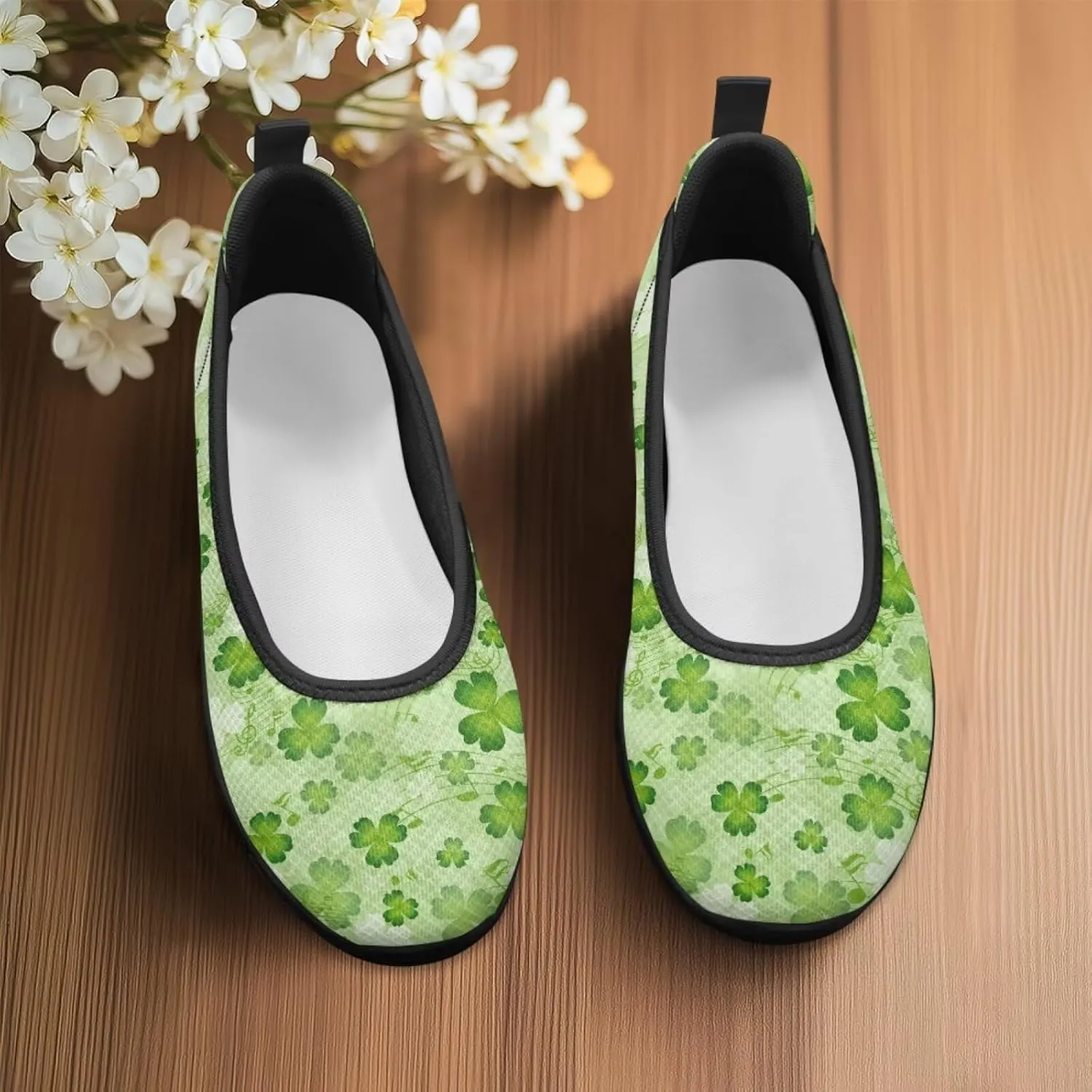 Ballet Style Flats for Ladies Big Girls Women's Slip on Shoes Mesh Walking Flat Shoes Comfort Lightweight Casual Sneakers for Travel Date & Party Gift for Wife Girlfiend Black Sole Size 6-11