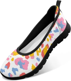 Ballet Style Flats for Ladies Big Girls Women's Slip on Shoes Mesh Walking Flat Shoes Comfort Lightweight Casual Sneakers for Travel Date & Party Gift for Wife Girlfiend Black Sole Size 6-11