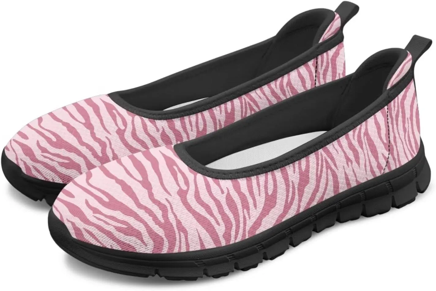 Ballet Style Flats for Ladies Big Girls Women's Slip on Shoes Mesh Walking Flat Shoes Comfort Lightweight Casual Sneakers for Travel Date & Party Gift for Wife Girlfiend Black Sole Size 6-11
