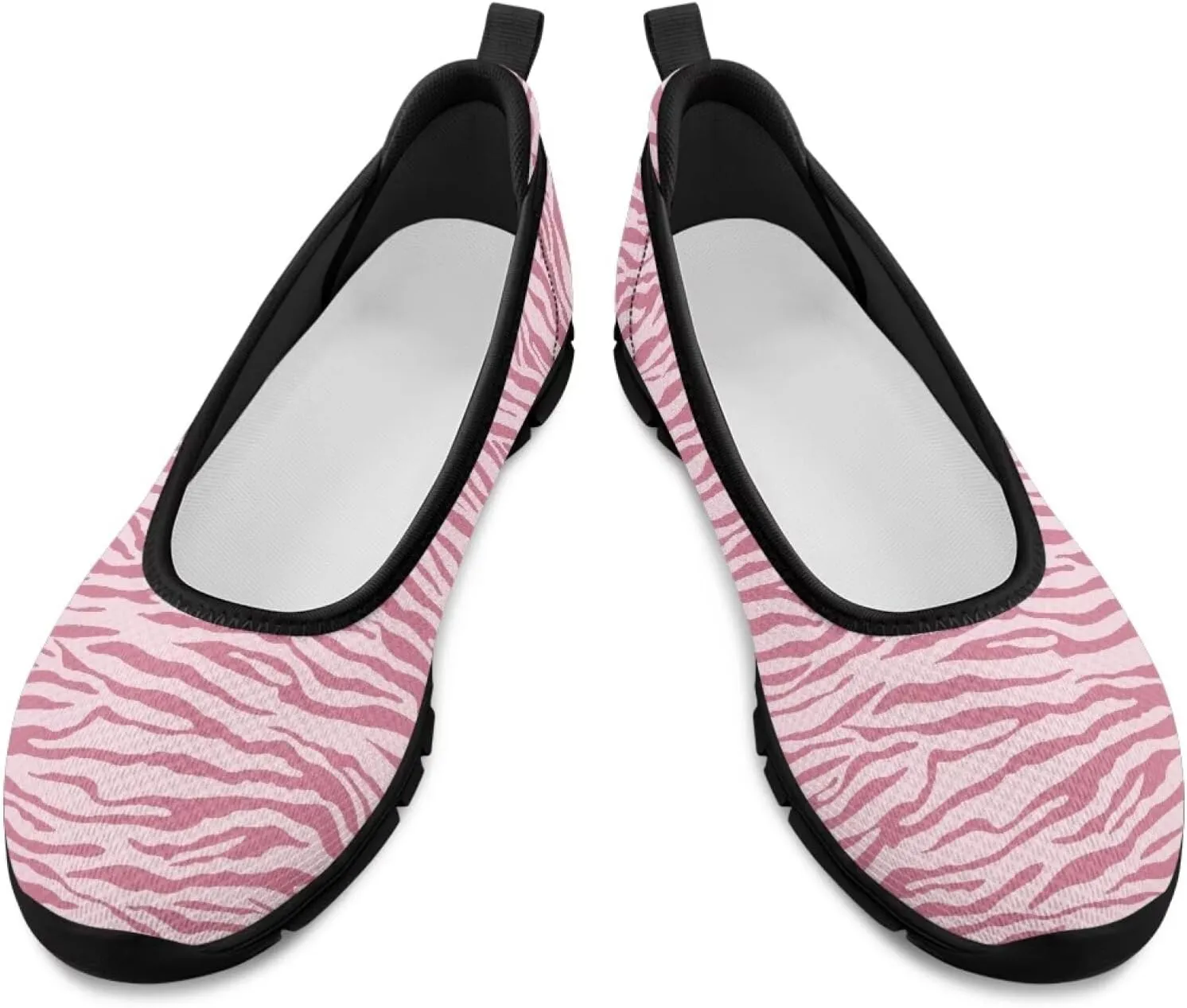 Ballet Style Flats for Ladies Big Girls Women's Slip on Shoes Mesh Walking Flat Shoes Comfort Lightweight Casual Sneakers for Travel Date & Party Gift for Wife Girlfiend Black Sole Size 6-11