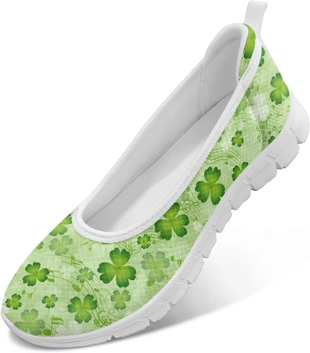 Ballet Style Flats for Ladies Big Girls Women's Slip on Shoes Mesh Walking Flat Shoes Comfort Lightweight Casual Sneakers for Travel Date & Party Gift for Wife Girlfiend White Sole Size 6-11