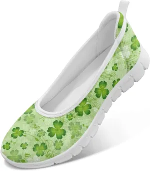 Ballet Style Flats for Ladies Big Girls Women's Slip on Shoes Mesh Walking Flat Shoes Comfort Lightweight Casual Sneakers for Travel Date & Party Gift for Wife Girlfiend White Sole Size 6-11