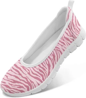 Ballet Style Flats for Ladies Big Girls Women's Slip on Shoes Mesh Walking Flat Shoes Comfort Lightweight Casual Sneakers for Travel Date & Party Gift for Wife Girlfiend White Sole Size 6-11