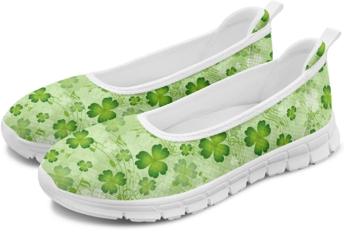 Ballet Style Flats for Ladies Big Girls Women's Slip on Shoes Mesh Walking Flat Shoes Comfort Lightweight Casual Sneakers for Travel Date & Party Gift for Wife Girlfiend White Sole Size 6-11